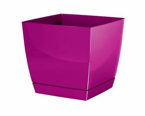 Květináč COUBI SQUARE P hranatý s miskou fuchsie 21cm