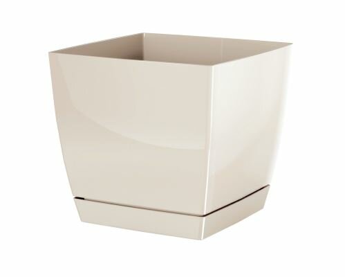 Květináč COUBI SQUARE P s miskou krémový 24cm