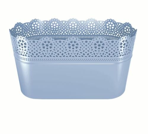 Truhlík s krajkou LACE světle modrý 28,5 cm
