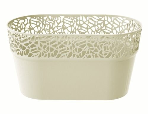 Truhlík s krajkou NATURO krémový 27,5 cm