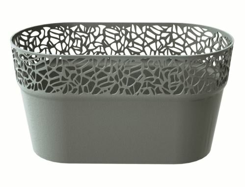 Truhlík s krajkou NATURO šedý kámen 27,5 cm