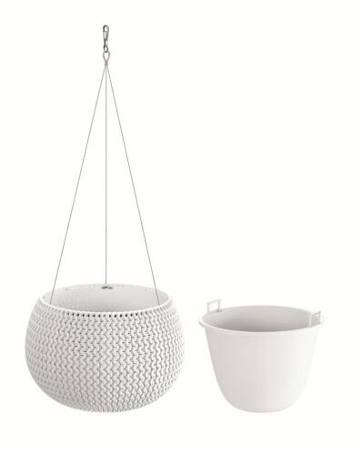 Květináč s vkladem a ocel. lankem SPLOFY BOWL WS bílý 37cm