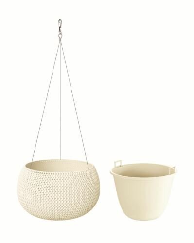 Květináč s vkladem a ocel. lankem SPLOFY BOWL WS krémový 37cm