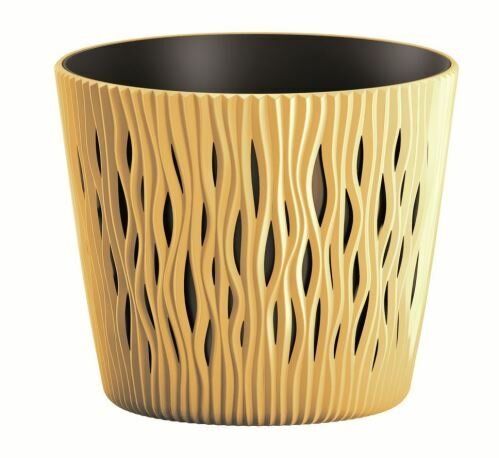 Květináč s vkladem SANDY ROUND hořčice 12,8 cm