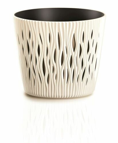 Květináč s vkladem SANDY ROUND krémový 26,2 cm
