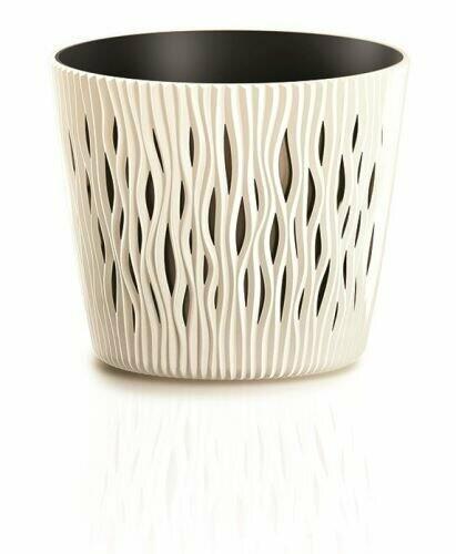 Květináč s vkladem SANDY ROUND krémový 26,2 cm