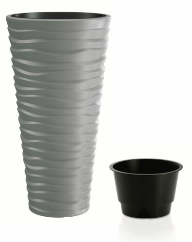 Květináč SAND SLIM + vklad šedý kámen 29,6 cm