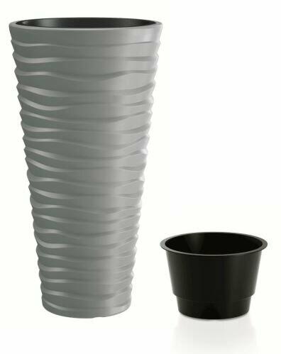 Květináč SAND SLIM + vklad šedý kámen 29,6 cm