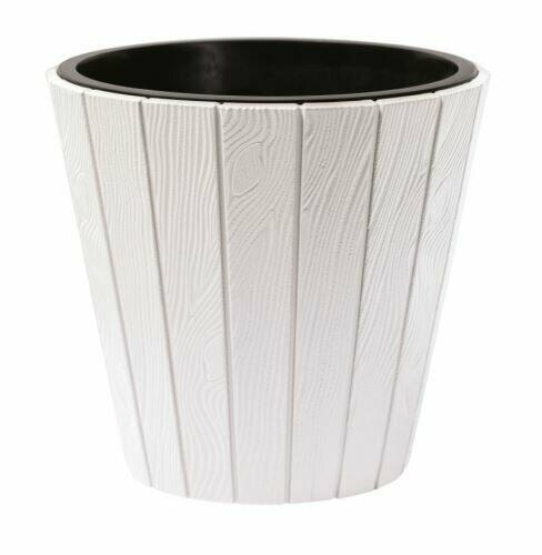 Květináč WOODE + vklad bílý 34,8 cm