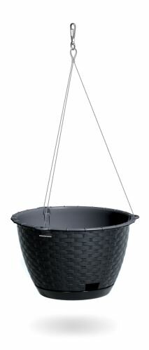 Květináč závěsný RATOLLA ROUND W antracit s ocel. lankem 24,3 cm