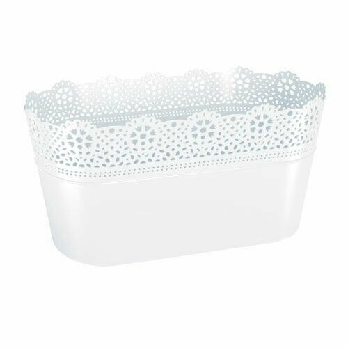 Truhlík s krajkou LACE bílý 28,5 cm