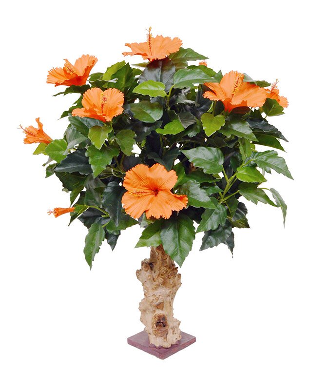 Umělá rostlina Ibišek 65 cm oranžová
