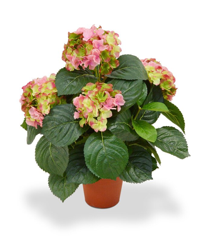 Umělá Hortenzia 45 cm zelenavě růžová