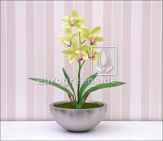 Umělá světle-zelená orchidej Cymbidium 50 cm