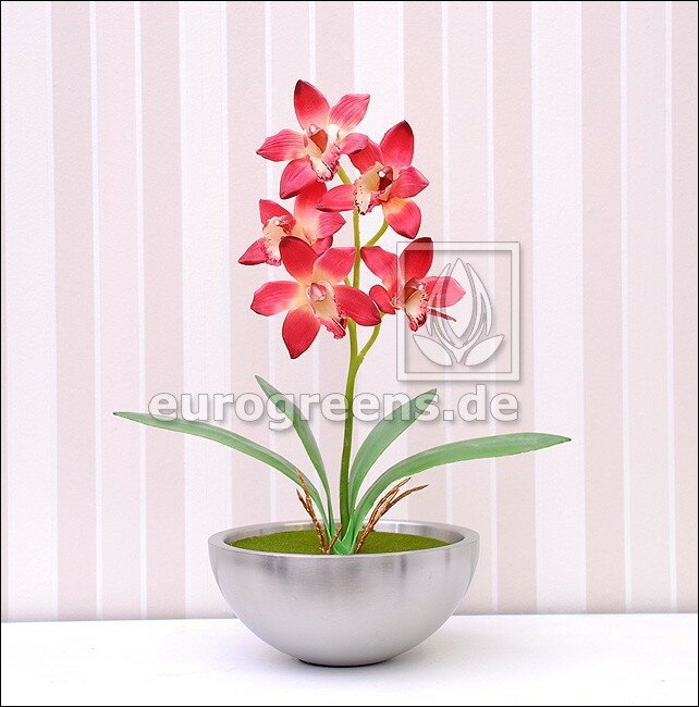 Umělá vínově červená Cymbidium orchidej 50 cm