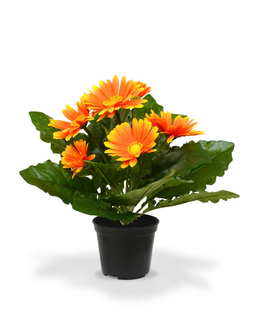 Umělá rostlina Gerbera 30 cm oranžová