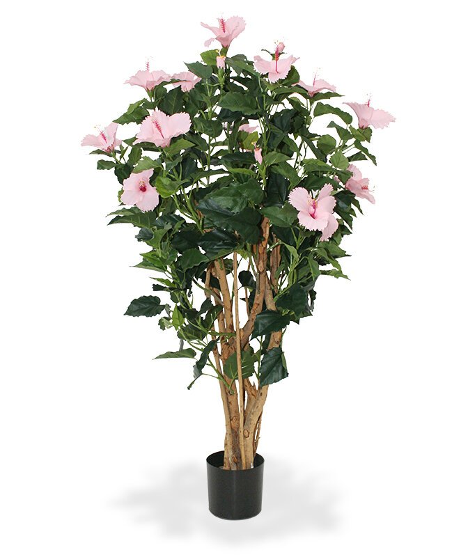 Umělá růžová rostlina ibišek 100 cm