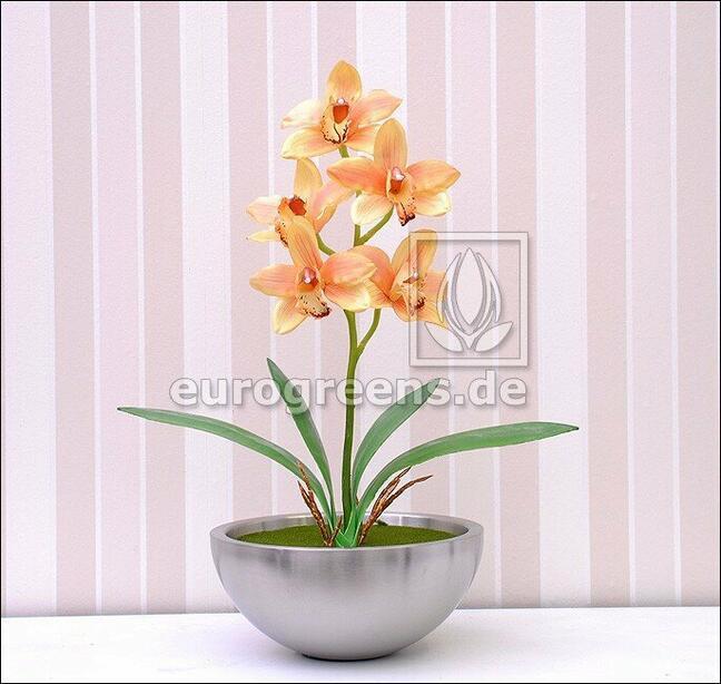 Umělá rostlina Orchidea Cymbidium oranžová 50 cm