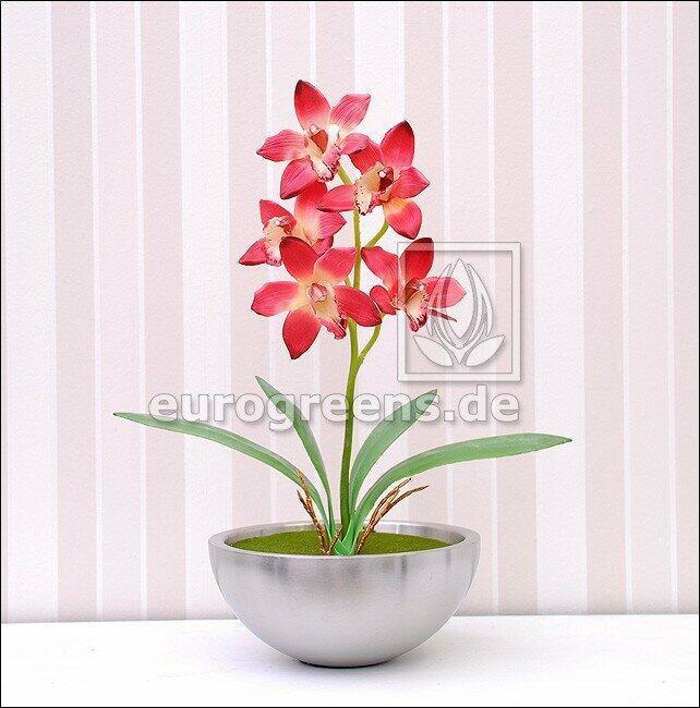 Umělá rostlina Orchidea Cymbidium vínovo-červená 50 cm