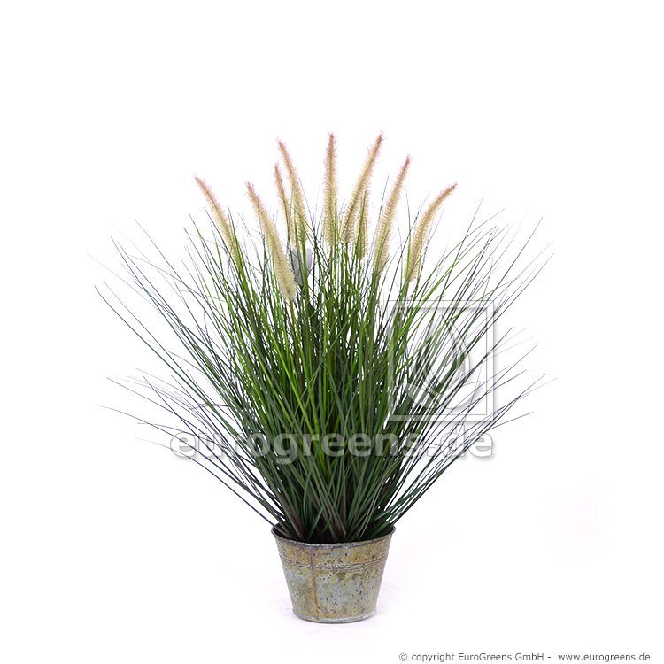 Umělá keřová tráva Pennisetum s ozdobným květináčem 57 cm