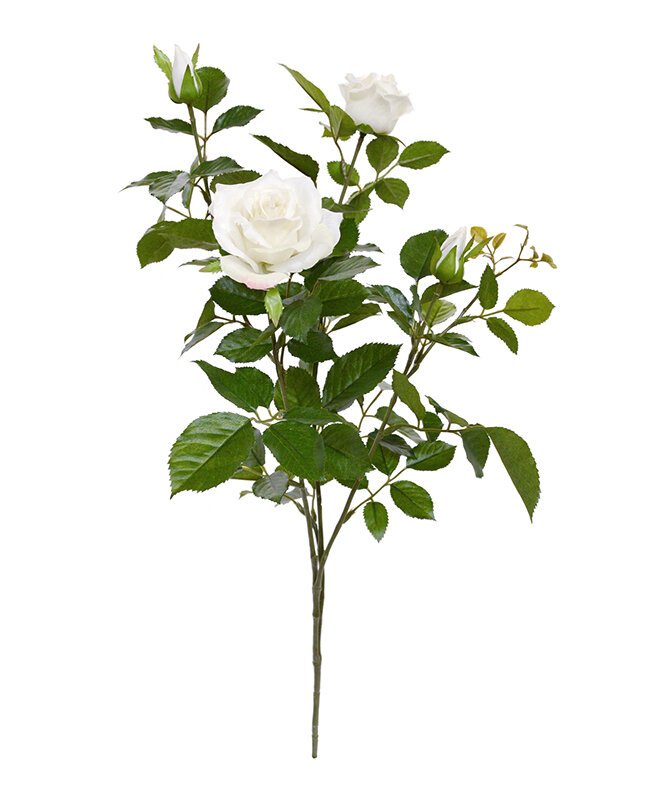 Umělá větev Růže Deluxe 70 cm - krémová