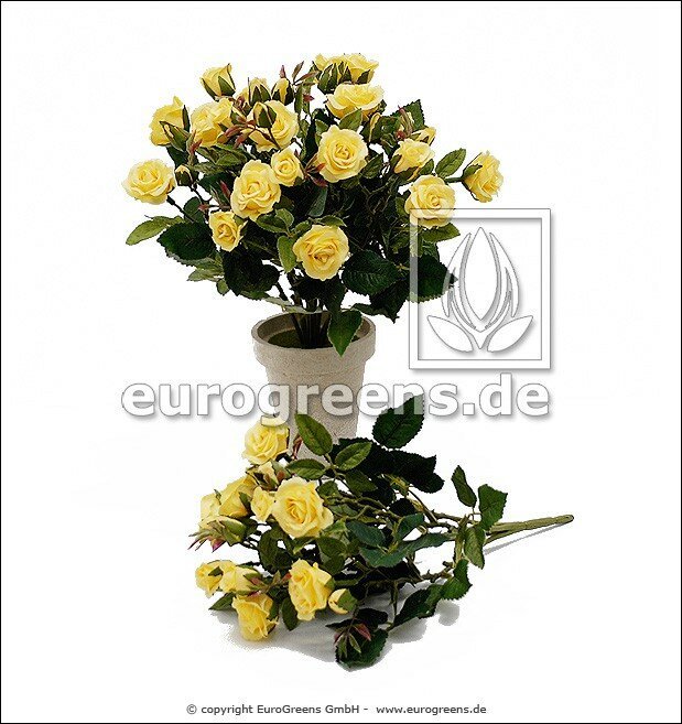 Umělý keř růží žluté barvy - 25 cm